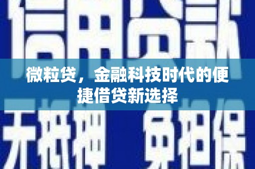 涡阳微粒贷，金融科技时代的便捷借贷新选择